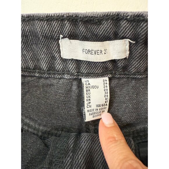 Forever 21 Frayed Hem Ripped Black Denim Shorts Womens 24 Distressed (bin LL152) - Picture 4 of 6